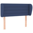 sengegavl med kanter 83x23x78/88 cm stof blå