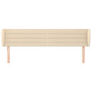 sengegavl med kanter 163x23x78/88 cm stof cremefarvet