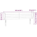 sengegavl med kanter 203x23x78/88 cm stof sort