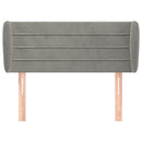 sengegavl med kanter 93x23x78/128 cm fløjl lysegrå