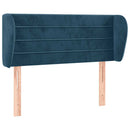 sengegavl med kanter 103x23x78/88 cm fløjl mørkeblå
