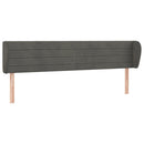 sengegavl med kanter 183x23x78/88 cm fløjl mørkegrå