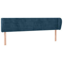 sengegavl med kanter 203x23x78/88 cm fløjl mørkeblå