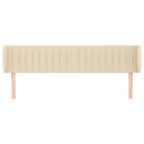 sengegavl med kanter 163x23x78/88 cm stof cremefarvet