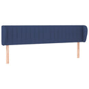 sengegavl med kanter 163x23x78/88 cm stof blå