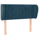 sengegavl med kanter 93x23x78/88 cm fløjl mørkeblå