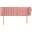 sengegavl med kanter 147x23x78/88 cm fløjl lyserød