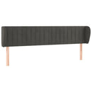 sengegavl med kanter 183x23x78/88 cm fløjl mørkegrå