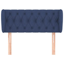 sengegavl med kanter 93x23x78/88 cm stof blå
