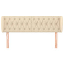 sengegavl med kanter 163x23x78/88 cm stof cremefarvet