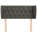 sengegavl med kanter 103x23x78/88 cm fløjl mørkegrå