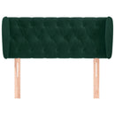sengegavl med kanter 103x23x78/88 cm fløjl mørkegrøn