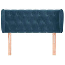sengegavl med kanter 103x23x78/88 cm fløjl mørkeblå