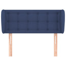 sengegavl med kanter 83x23x78/88 cm stof blå