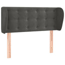 sengegavl med kanter 103x23x78/88 cm fløjl mørkegrå