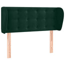 sengegavl med kanter 103x23x78/88 cm fløjl mørkegrøn