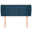 sengegavl med kanter 103x23x78/88 cm fløjl mørkeblå
