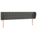 sengegavl med kanter 163x23x78/88 cm fløjl mørkegrå