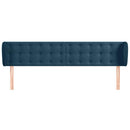 sengegavl med kanter 163x23x78/88 cm fløjl mørkeblå