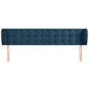 sengegavl med kanter 183x23x78/88 cm fløjl mørkeblå