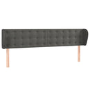 sengegavl med kanter 203x23x78/88 cm fløjl mørkegrå