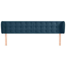 sengegavl med kanter 203x23x78/88 cm fløjl mørkeblå