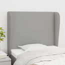 sengegavl med kanter 83x23x118/128 cm stof lysegrå