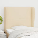 sengegavl med kanter 83x23x118/128 cm stof cremefarvet