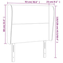 sengegavl med kanter 93x23x118/128 cm stof sort