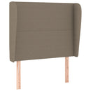sengegavl med kanter 93x23x118/128 cm stof gråbrun