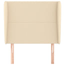 sengegavl med kanter 93x23x118/128 cm stof cremefarvet