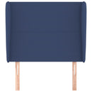 sengegavl med kanter 93x23x118/128 cm stof blå