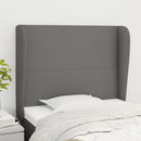sengegavl med kanter 103x23x118/128 cm stof mørkegrå