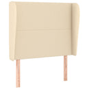 sengegavl med kanter 103x23x118/128 cm stof cremefarvet