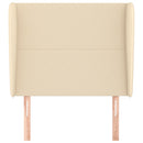 sengegavl med kanter 103x23x118/128 cm stof cremefarvet