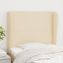 sengegavl med kanter 103x23x118/128 cm stof cremefarvet