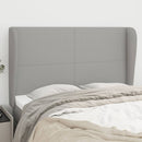 sengegavl med kanter 147x23x118/128 cm stof lysegrå