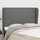 sengegavl med kanter 147x23x118/128 cm stof mørkegrå