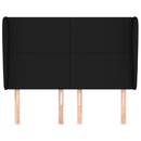 sengegavl med kanter 147x23x118/128 cm stof sort
