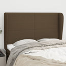 sengegavl med kanter 147x23x118/128 cm stof mørkebrun