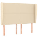 sengegavl med kanter 147x23x118/128 cm stof cremefarvet