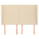 sengegavl med kanter 147x23x118/128 cm stof cremefarvet