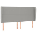 sengegavl med kanter 163x23x118/128 cm stof lysegrå