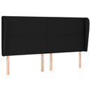 sengegavl med kanter 163x23x118/128 cm stof sort