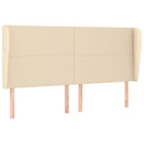 sengegavl med kanter 163x23x118/128 cm stof cremefarvet