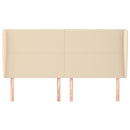 sengegavl med kanter 183x23x118/128 cm stof cremefarvet
