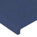 sengegavl med kanter 183x23x118/128 cm stof blå