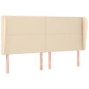 sengegavl med kanter 203x23x118/128 cm stof cremefarvet