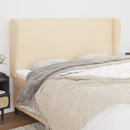 sengegavl med kanter 203x23x118/128 cm stof cremefarvet