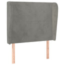 sengegavl med kanter 83x23x118/128 cm fløjl lysegrå